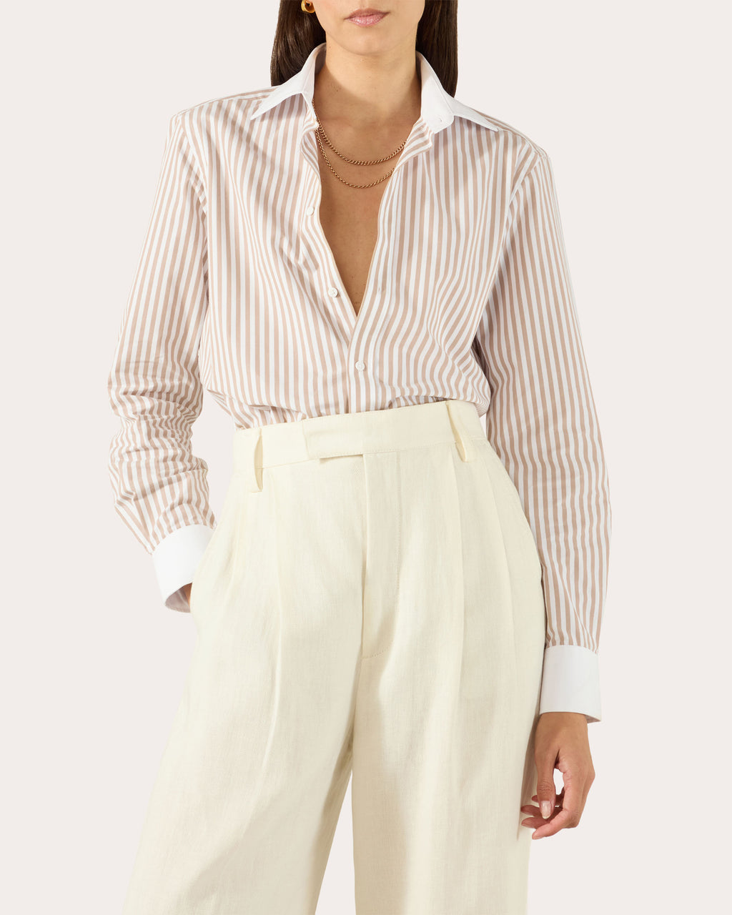 The Boyfriend Stripe Contrast Fine Poplin Shirt