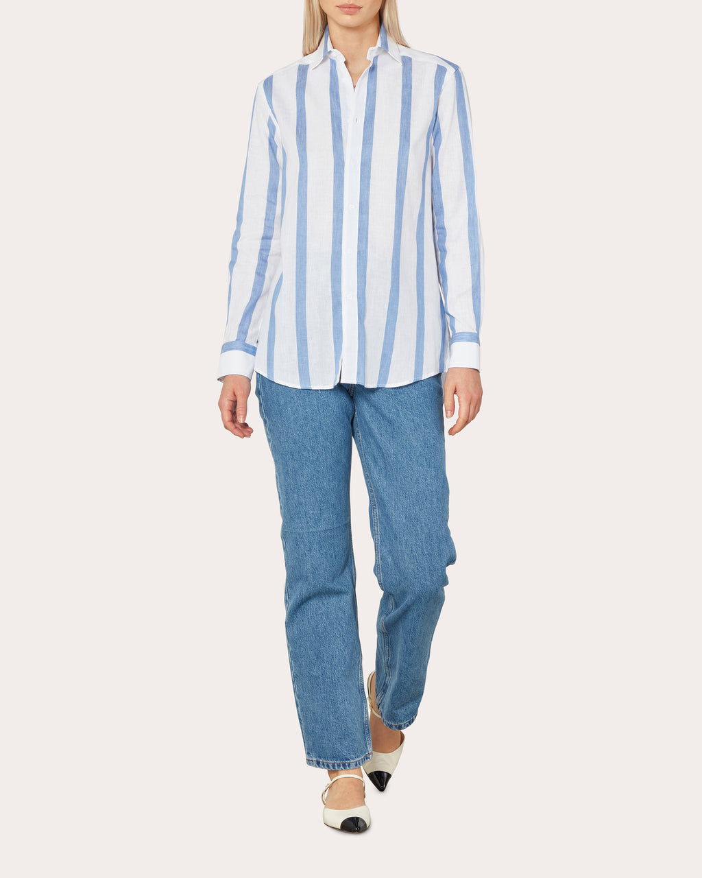 The Boyfriend Stripe Linen Cotton Shirt