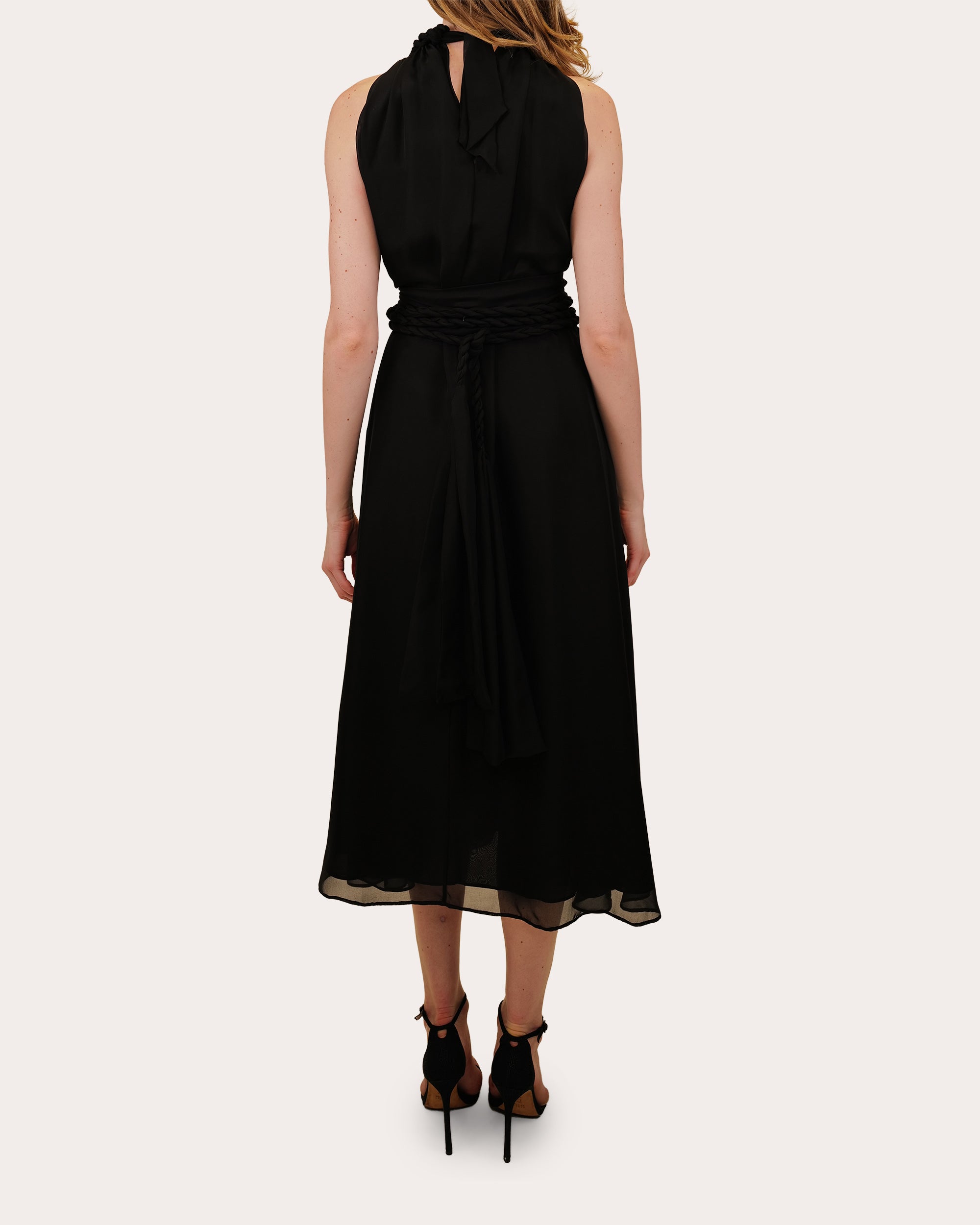 Dany Gathered Silk Chiffon Midi Dress