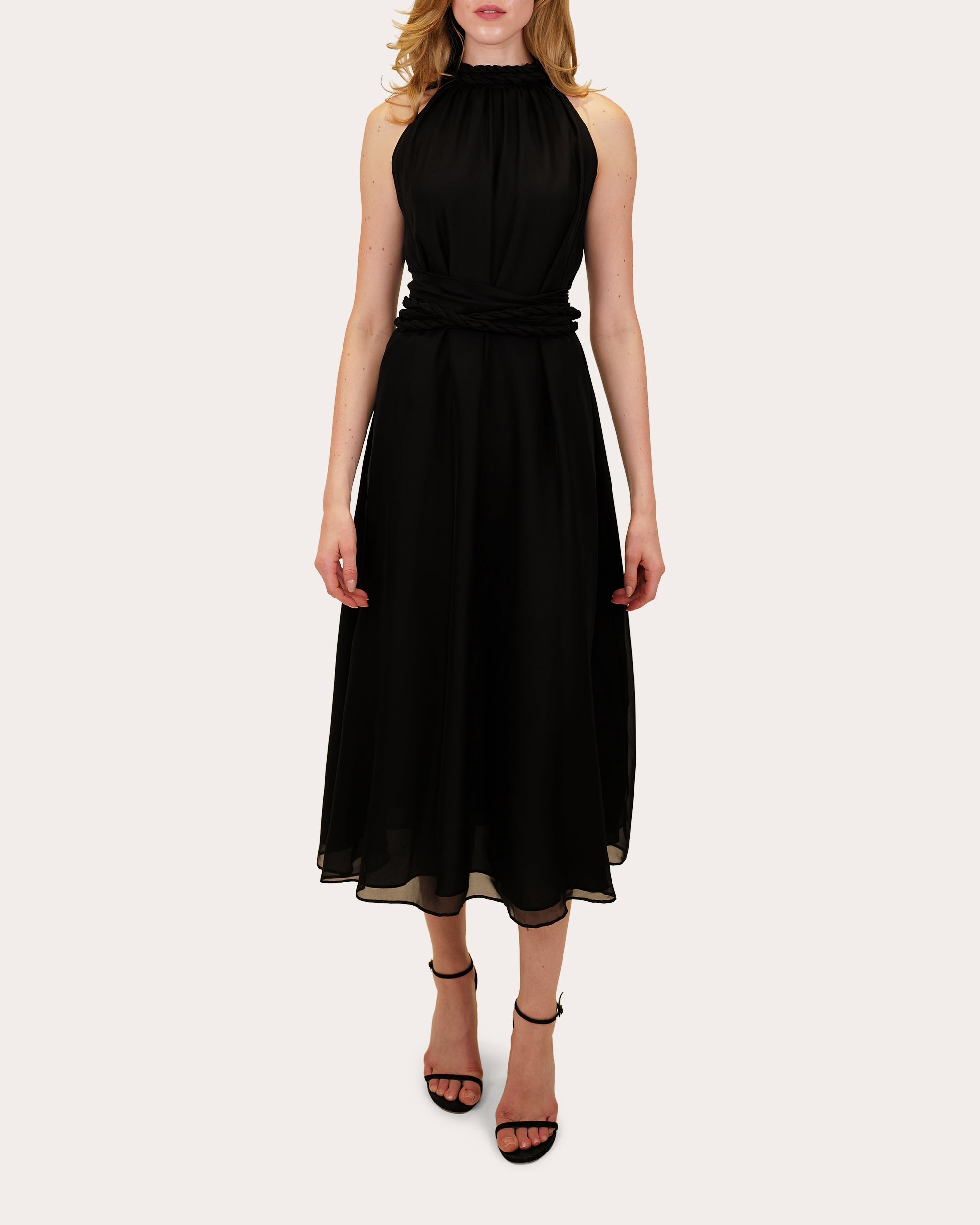 Dany Gathered Silk Chiffon Midi Dress
