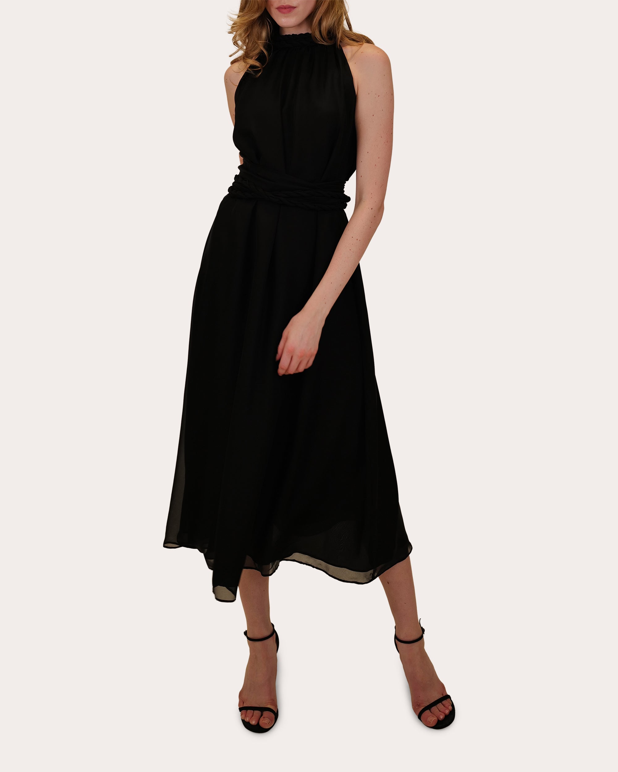 Dany Gathered Silk Chiffon Midi Dress