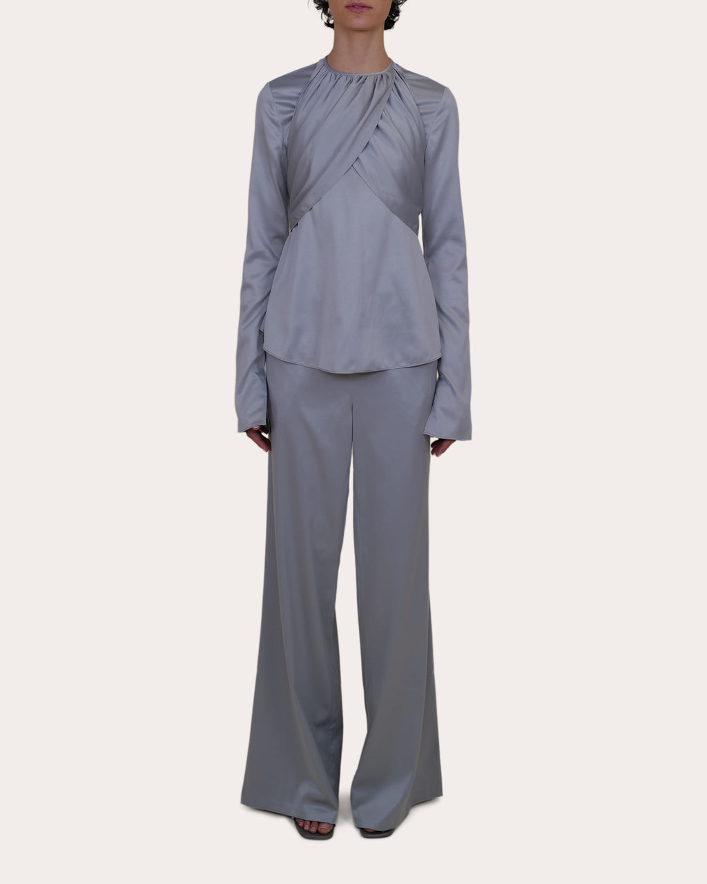 Elowen Satin Gathered Crossover Top