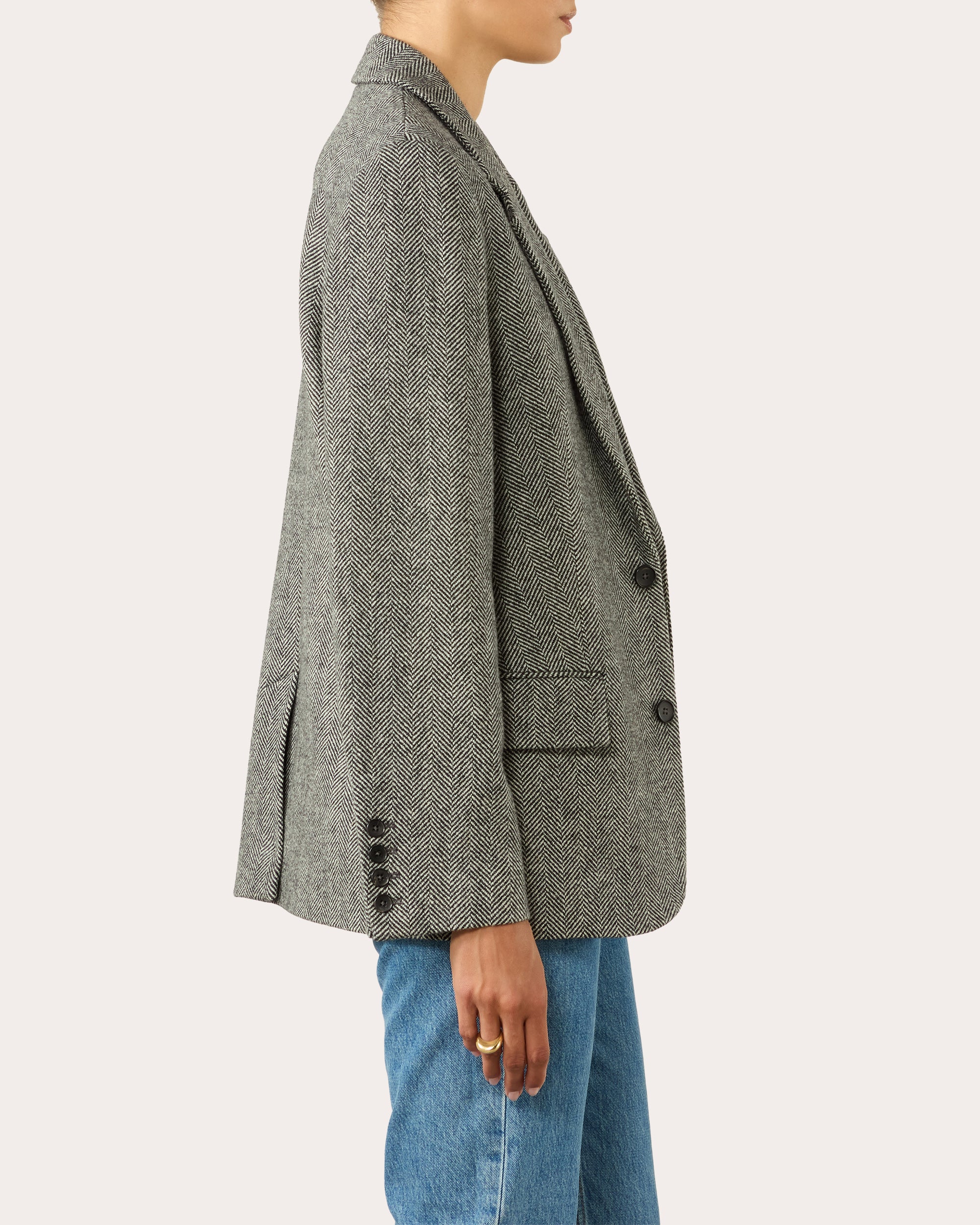 Hutton Herringbone Wool Single-Breasted Blazer