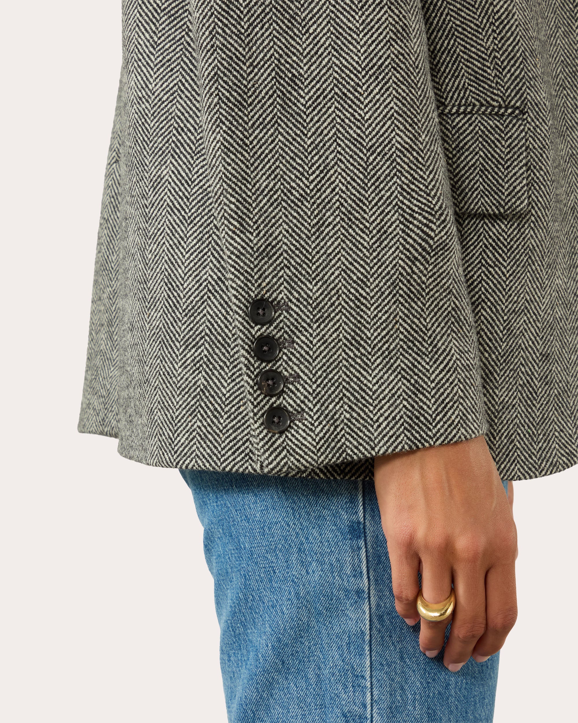 Hutton Herringbone Wool Single-Breasted Blazer