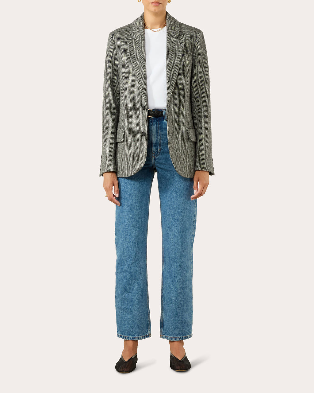 Hutton Herringbone Wool Single-Breasted Blazer