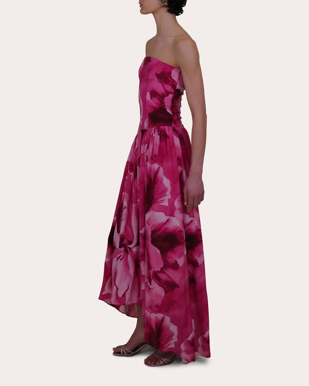 Nayara Floral Crepe de Chine Corset Midi Dress