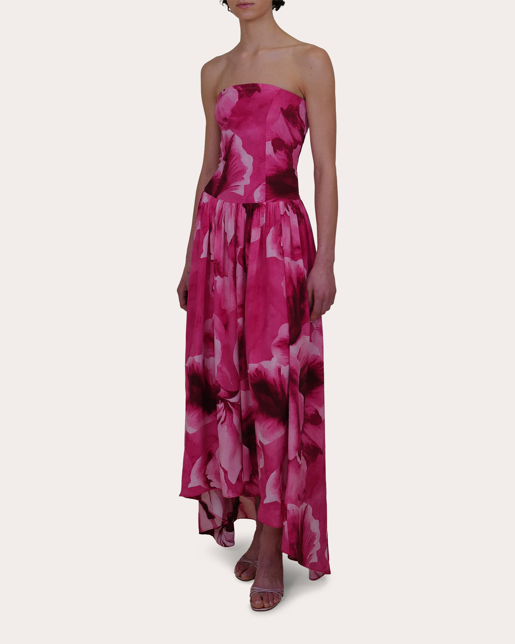 Nayara Floral Crepe de Chine Corset Midi Dress