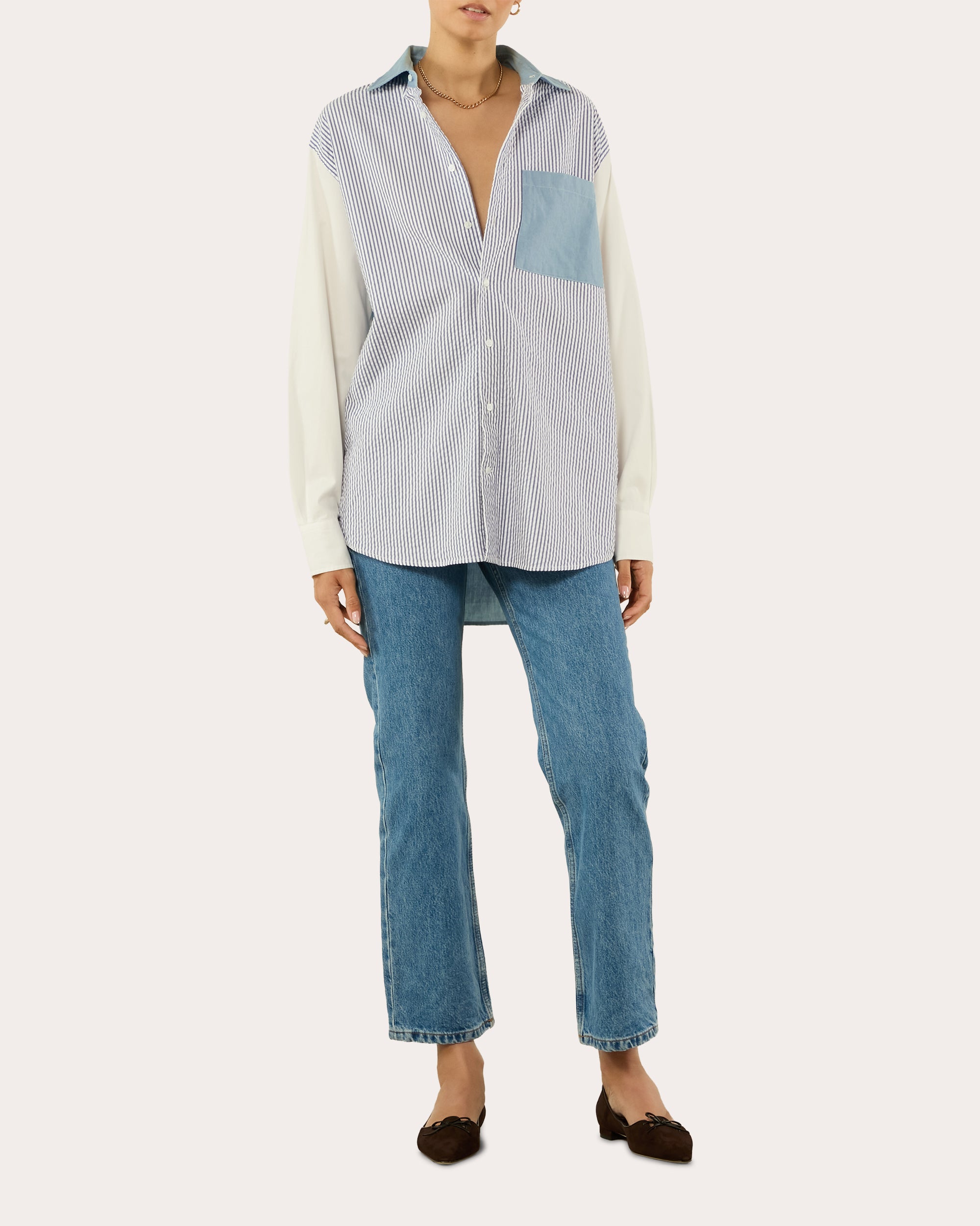 The Oversized Patchwork Chambray Shirt
