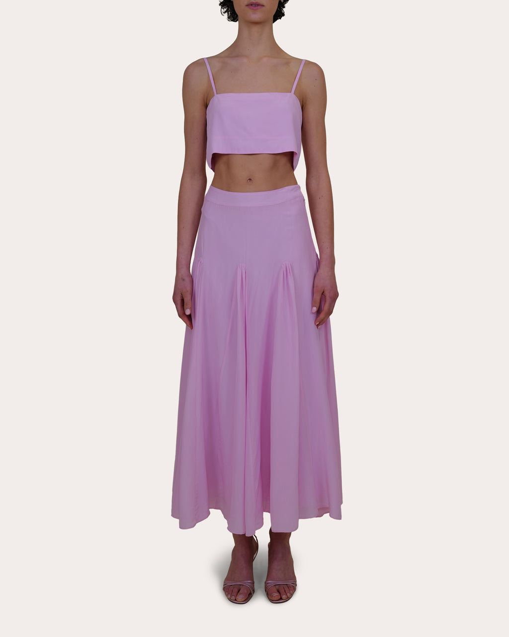 Sienna Crepe de Chine Godet Midi Skirt