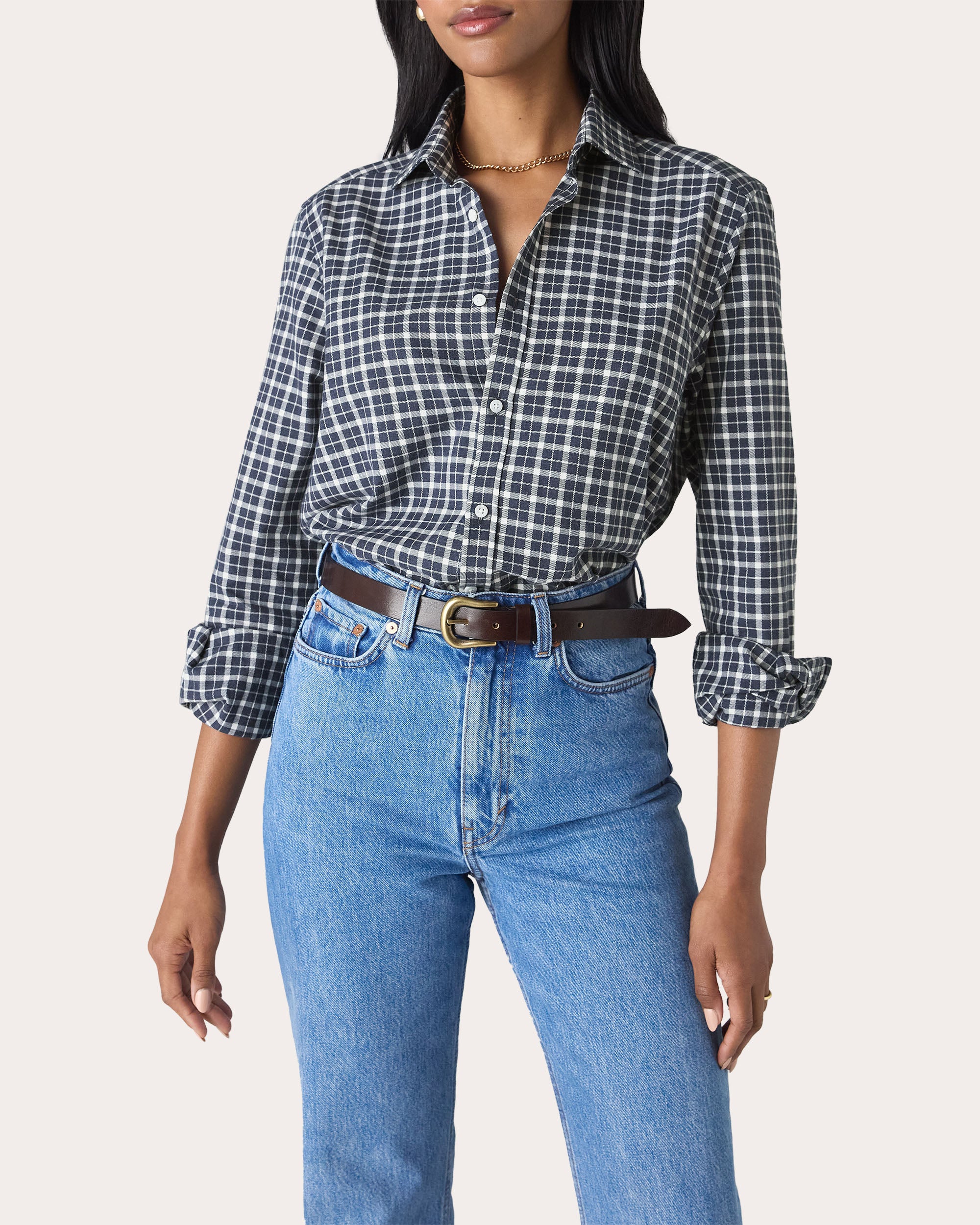 The Classic Brushed Plaid Cotton Shirt