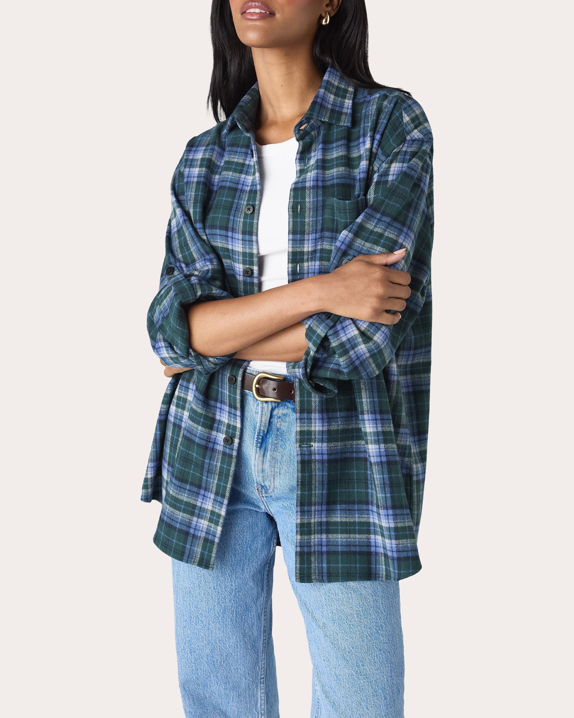 The Oversized Brushed Plaid Shirt