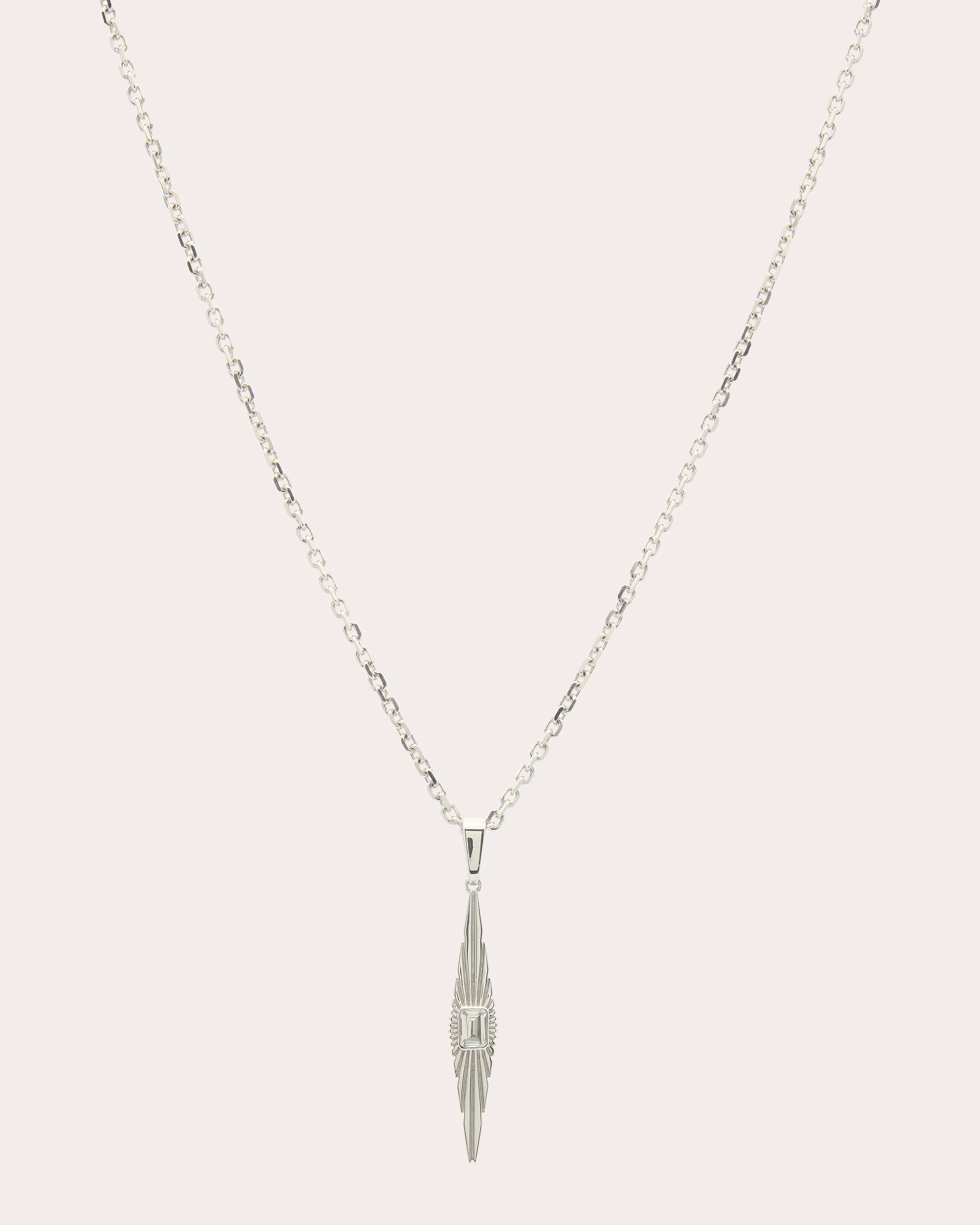 White Topaz Ray of Light Drop Pendant Necklace