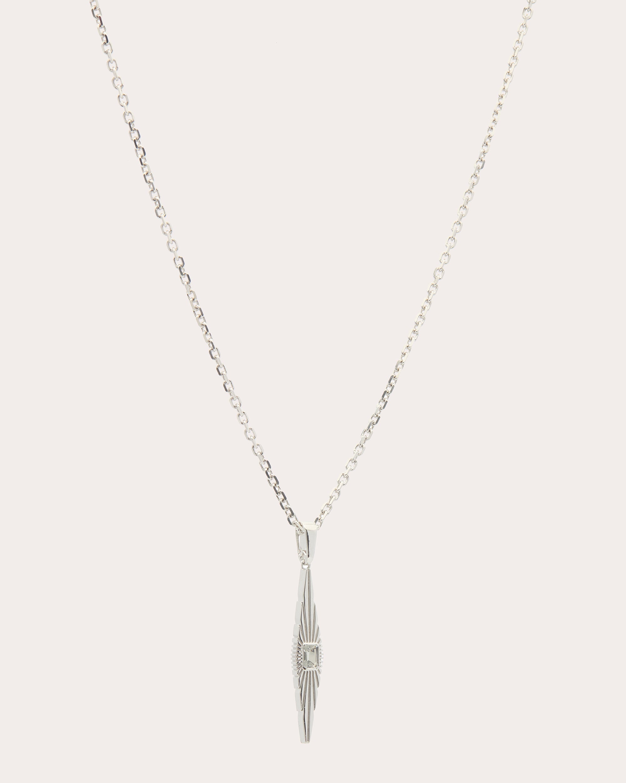 White Topaz Ray of Light Drop Pendant Necklace