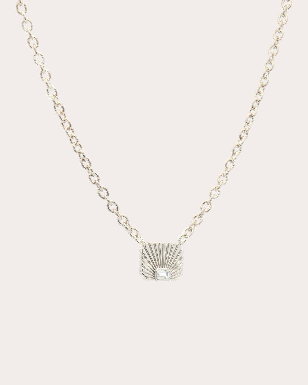 White Topaz Ray of Light Solitaire Necklace