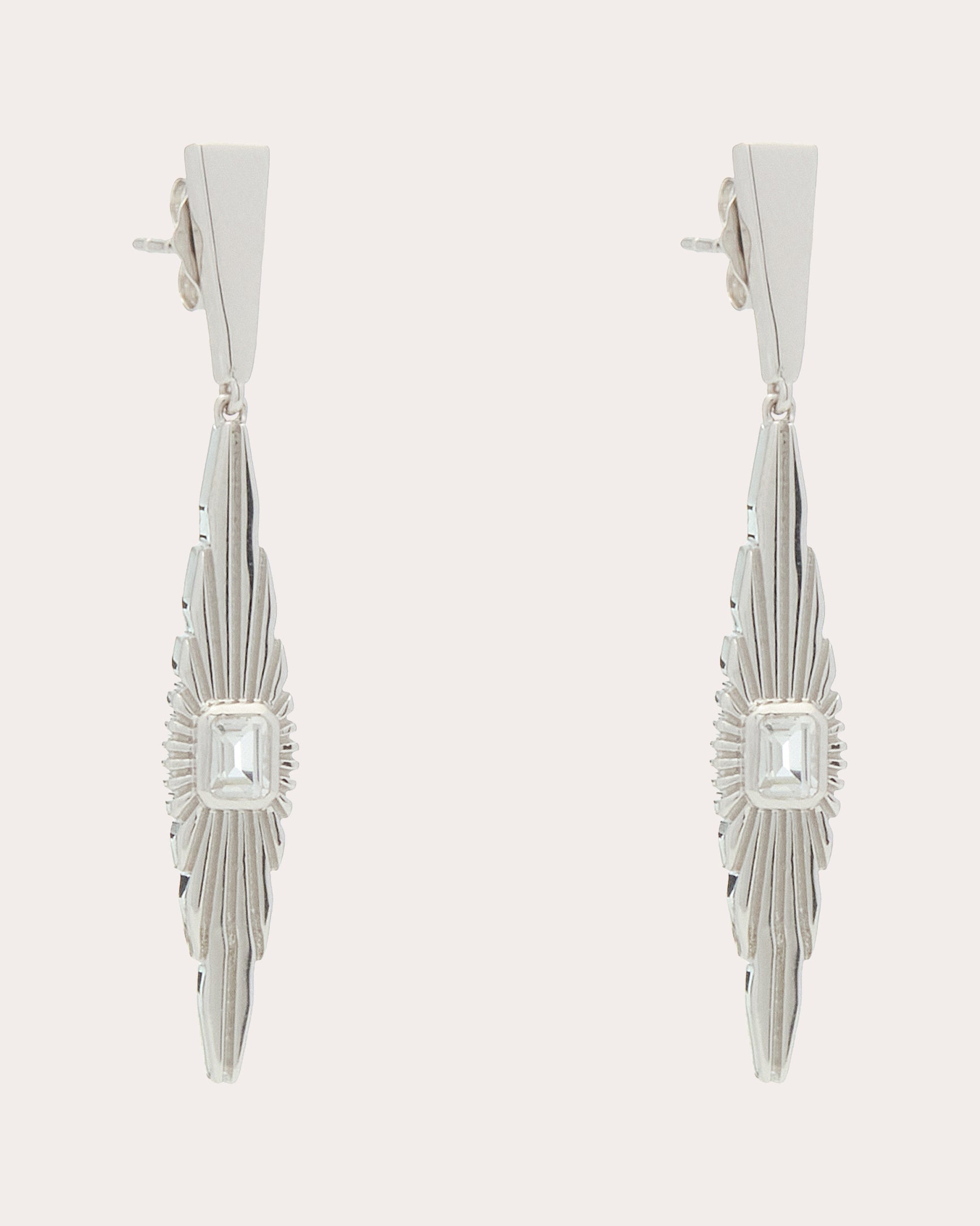 White Topaz Ray of Light Medium Drop Earrings