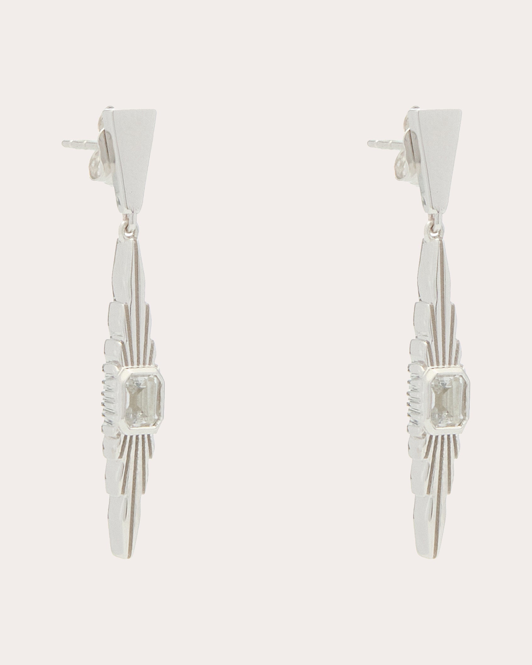 White Topaz Ray of Light Small Drop Earrings