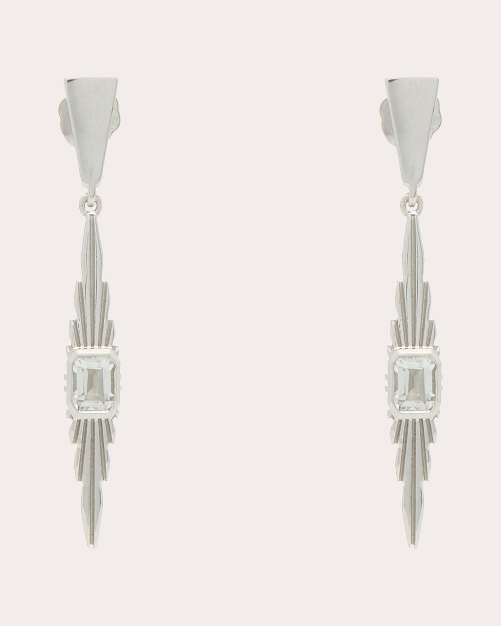 White Topaz Ray of Light Small Drop Earrings