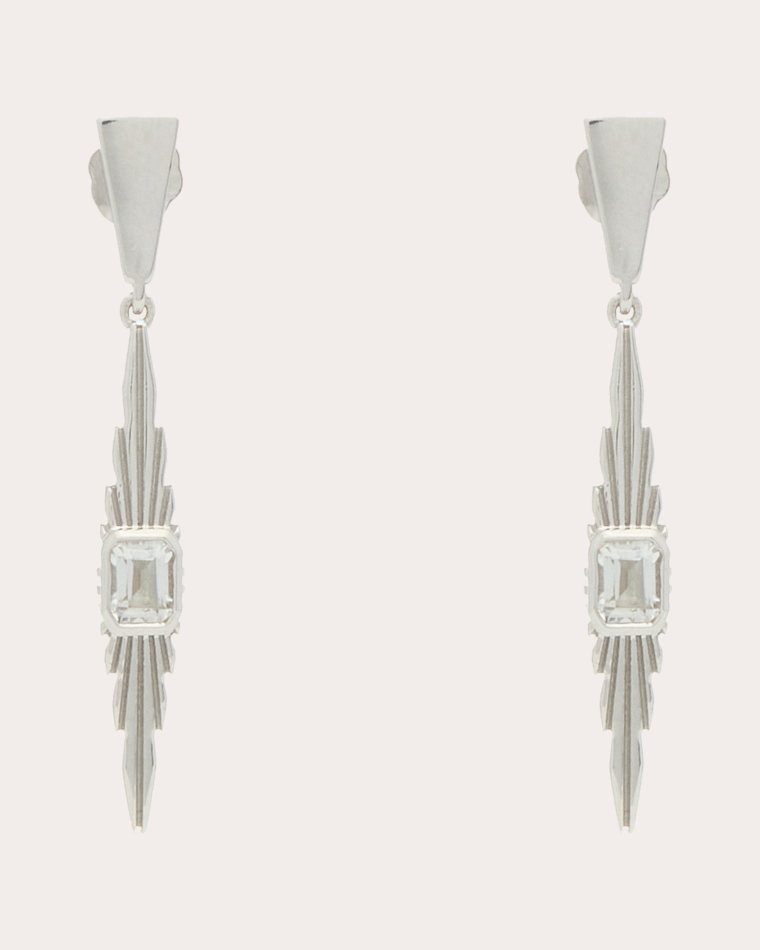 White Topaz Ray of Light Small Drop Earrings