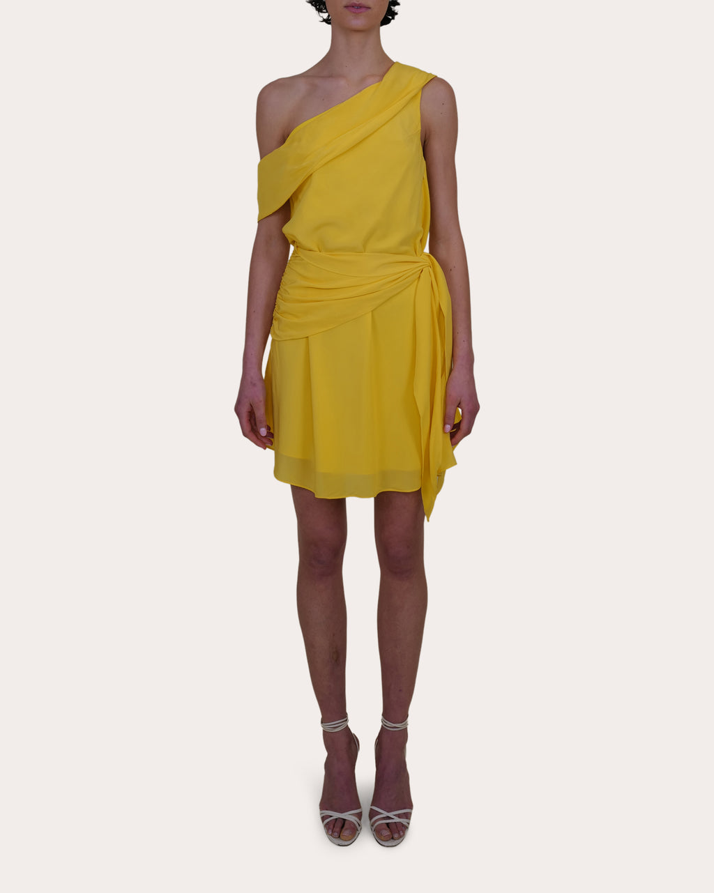 Kavari Satin Drape Asymmetric Mini Dress