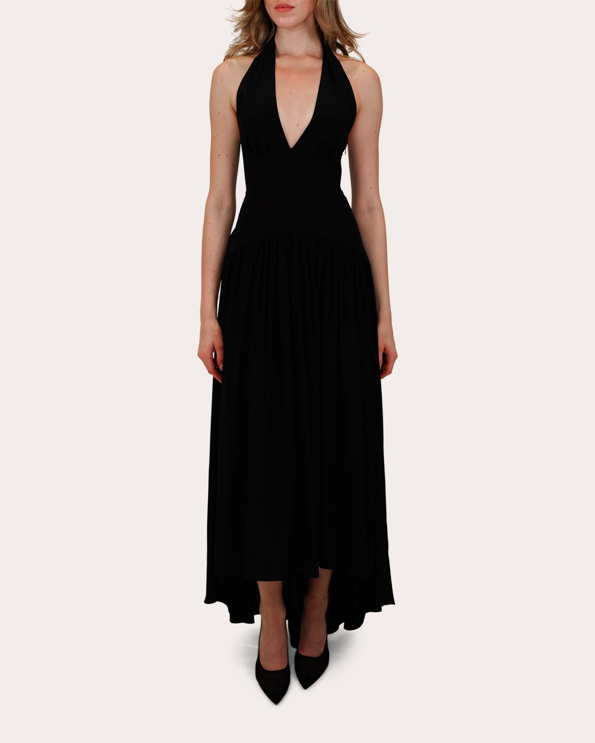 Zsa Zsa Crepe de Chine Halter Gown