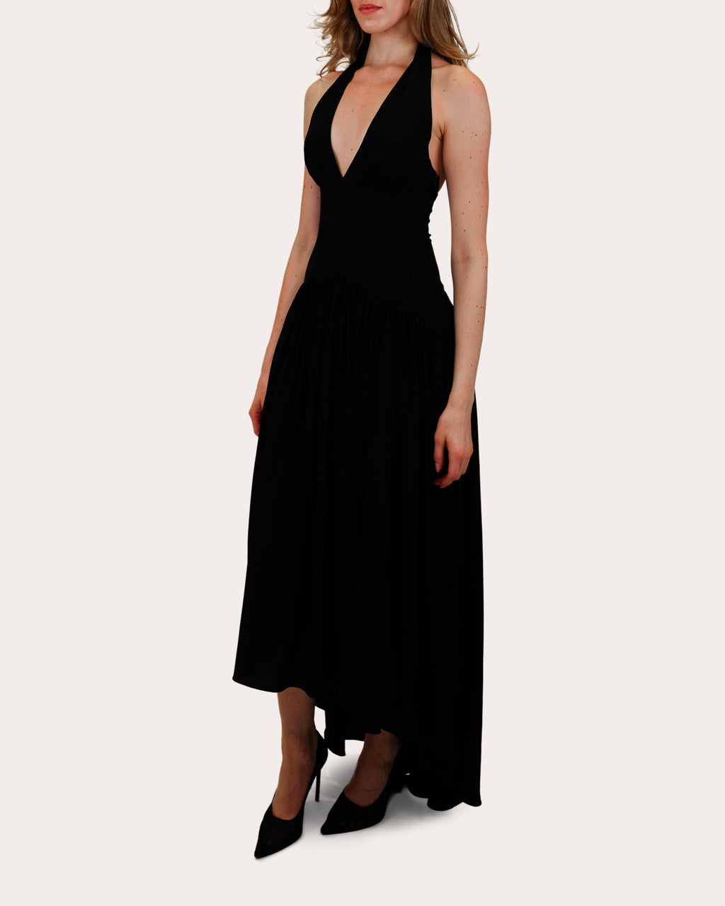 Zsa Zsa Crepe de Chine Halter Gown