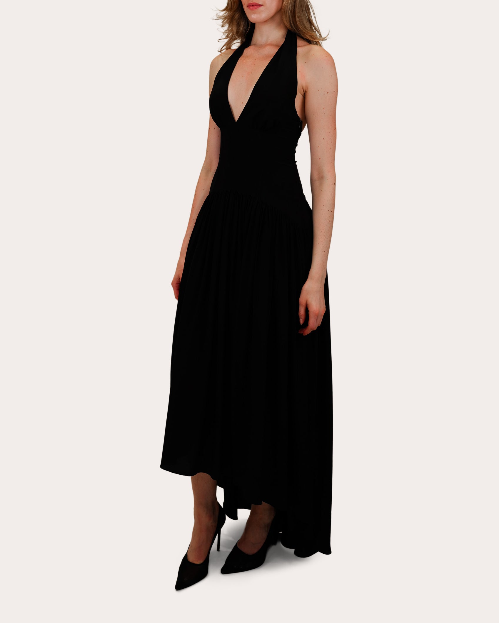 Zsa Zsa Crepe de Chine Halter Gown
