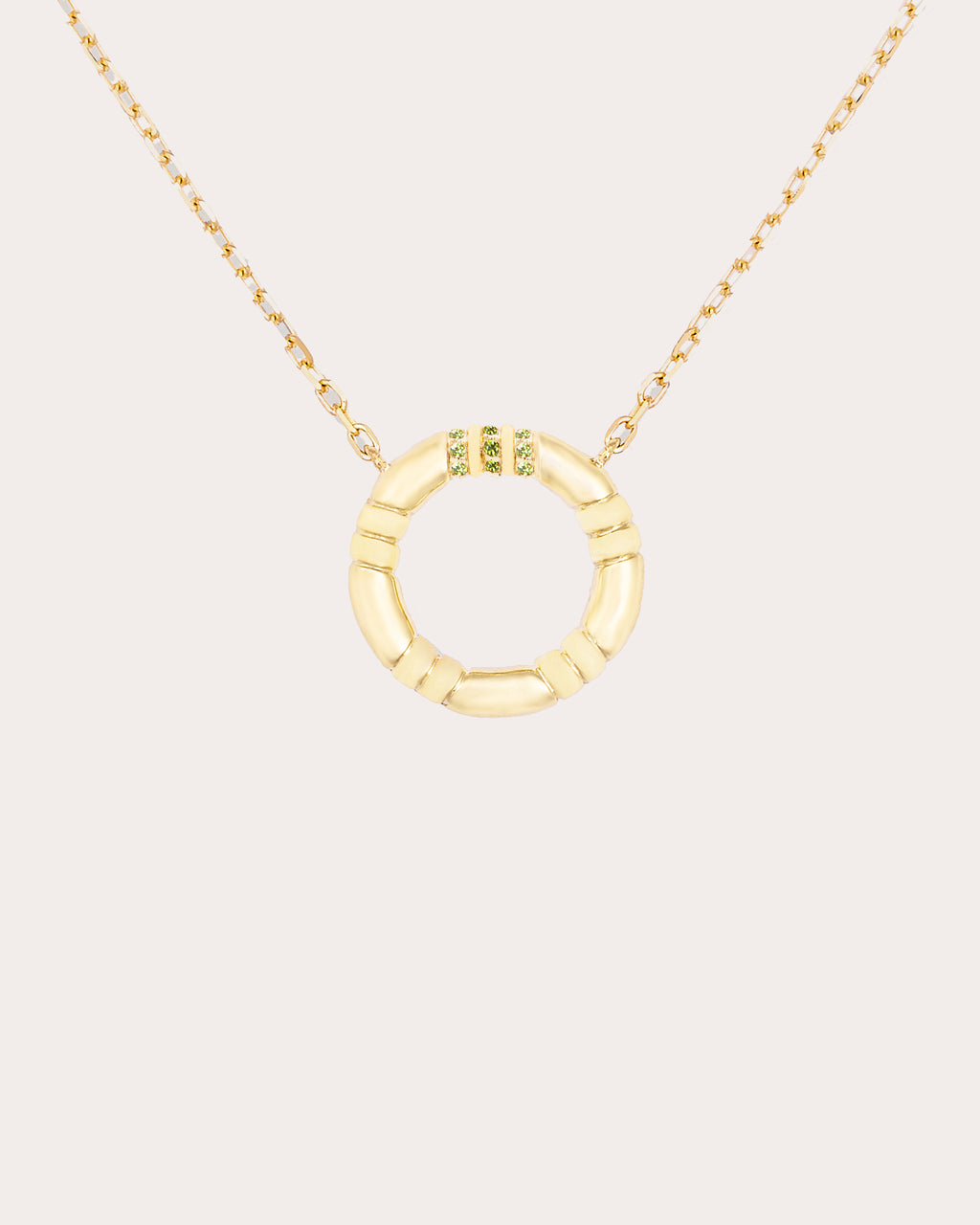 Tsavorite & 14k Gold Small Crew Pendant Necklace