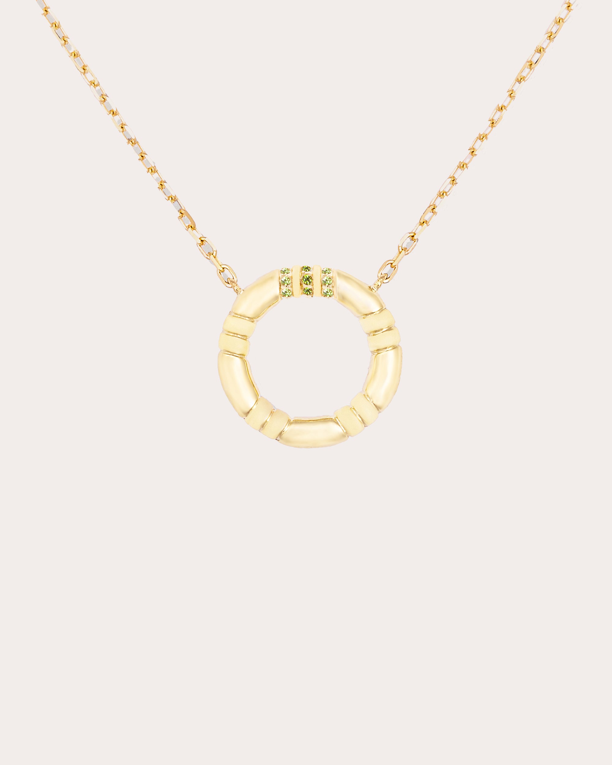 Tsavorite & 14k Gold Small Crew Pendant Necklace