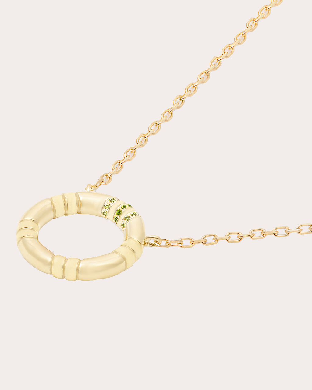 Tsavorite & 14k Gold Small Crew Pendant Necklace