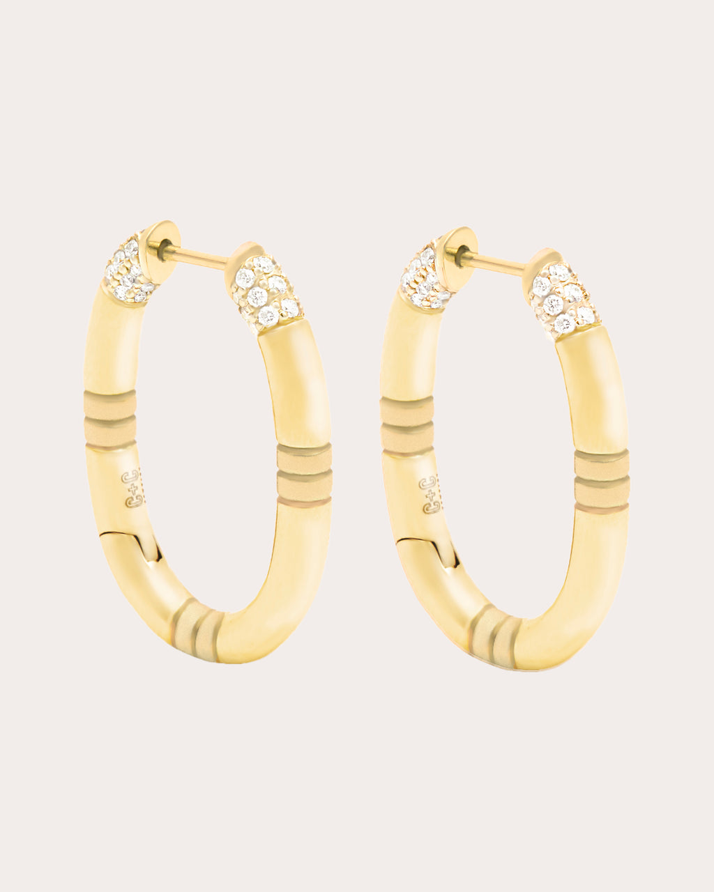 Diamond & 14k Gold Small Crew Oval Hoop Earrings