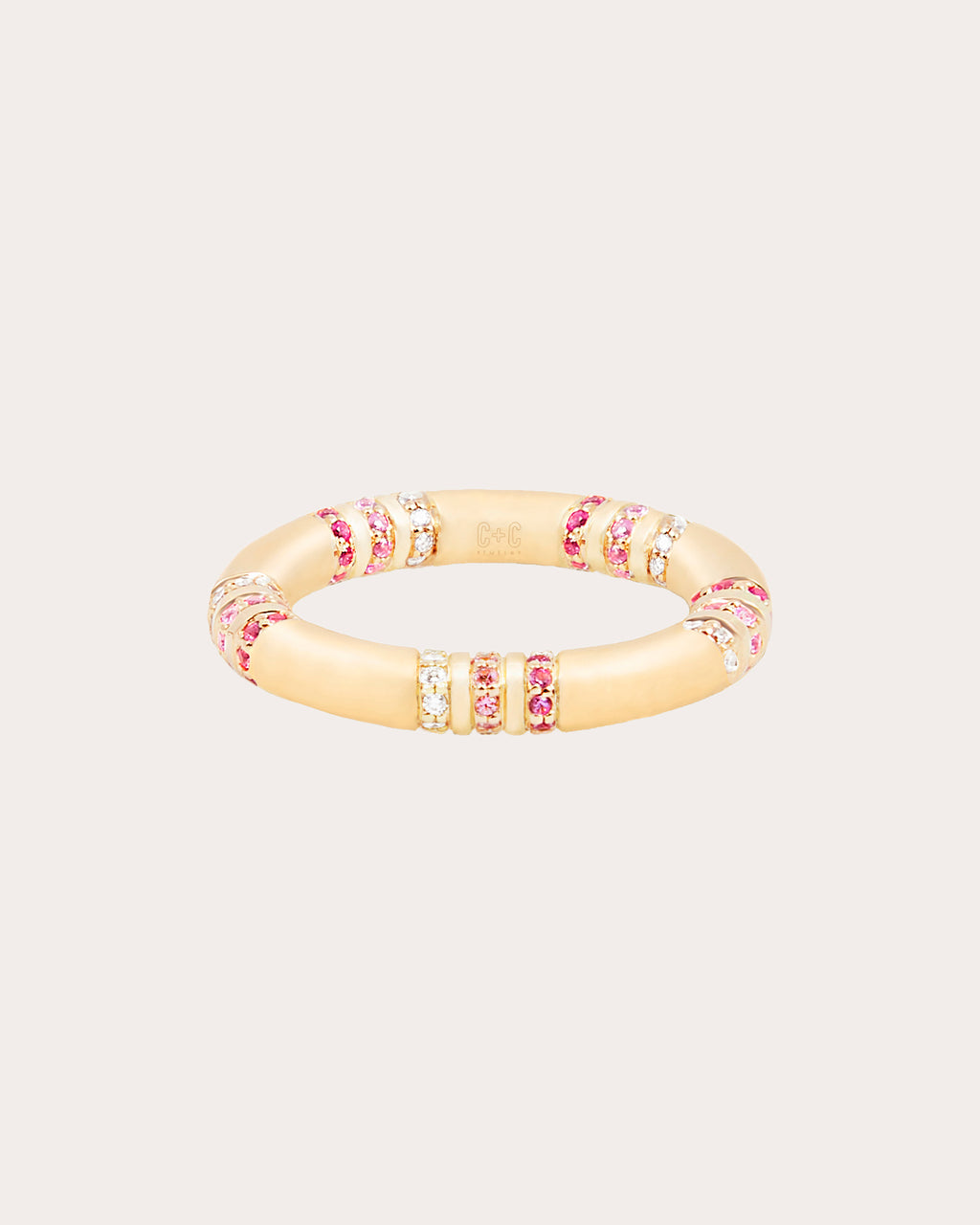 Pink Sapphire & Diamond Crew Stackable Ring