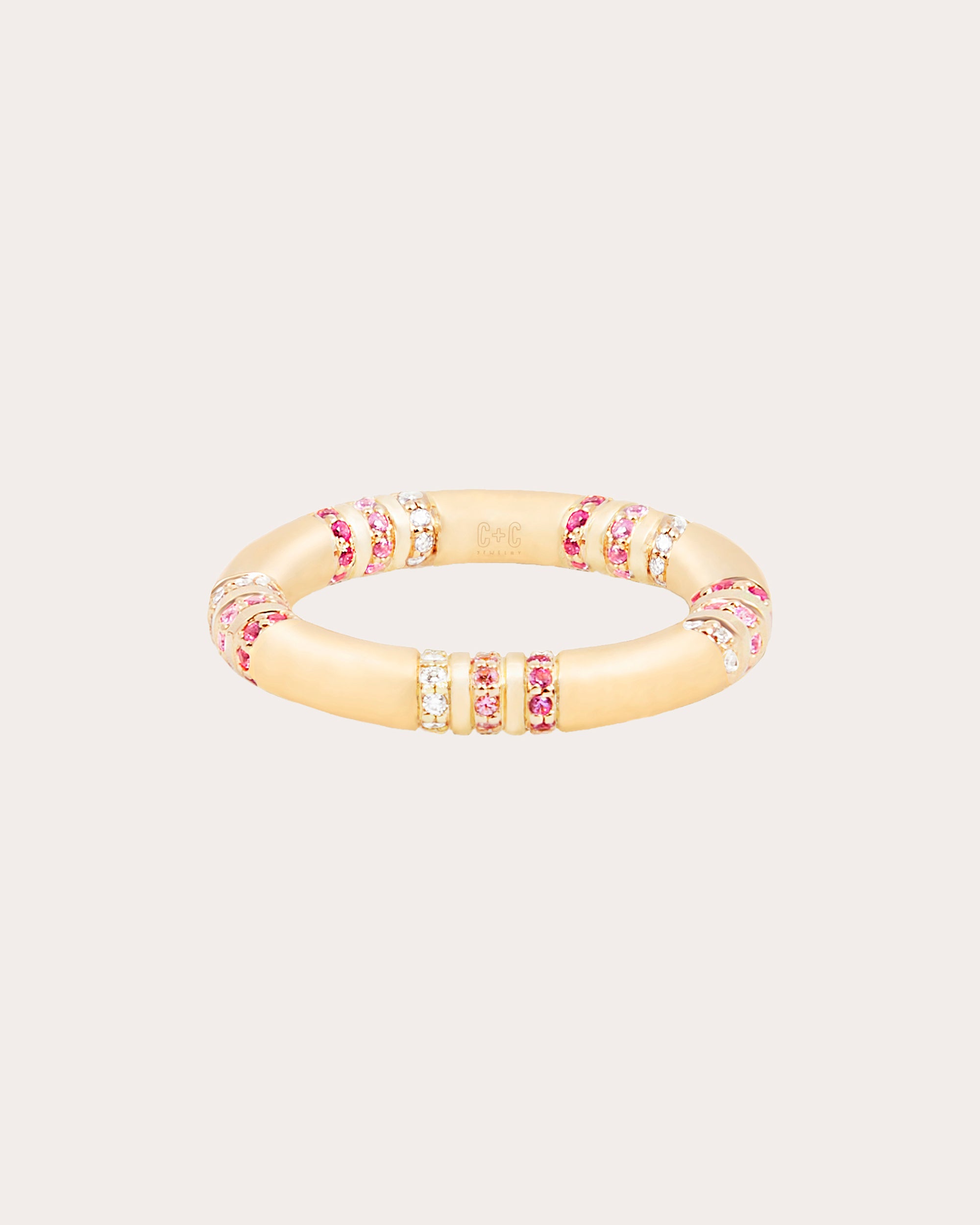 Pink Sapphire & Diamond Crew Stackable Ring