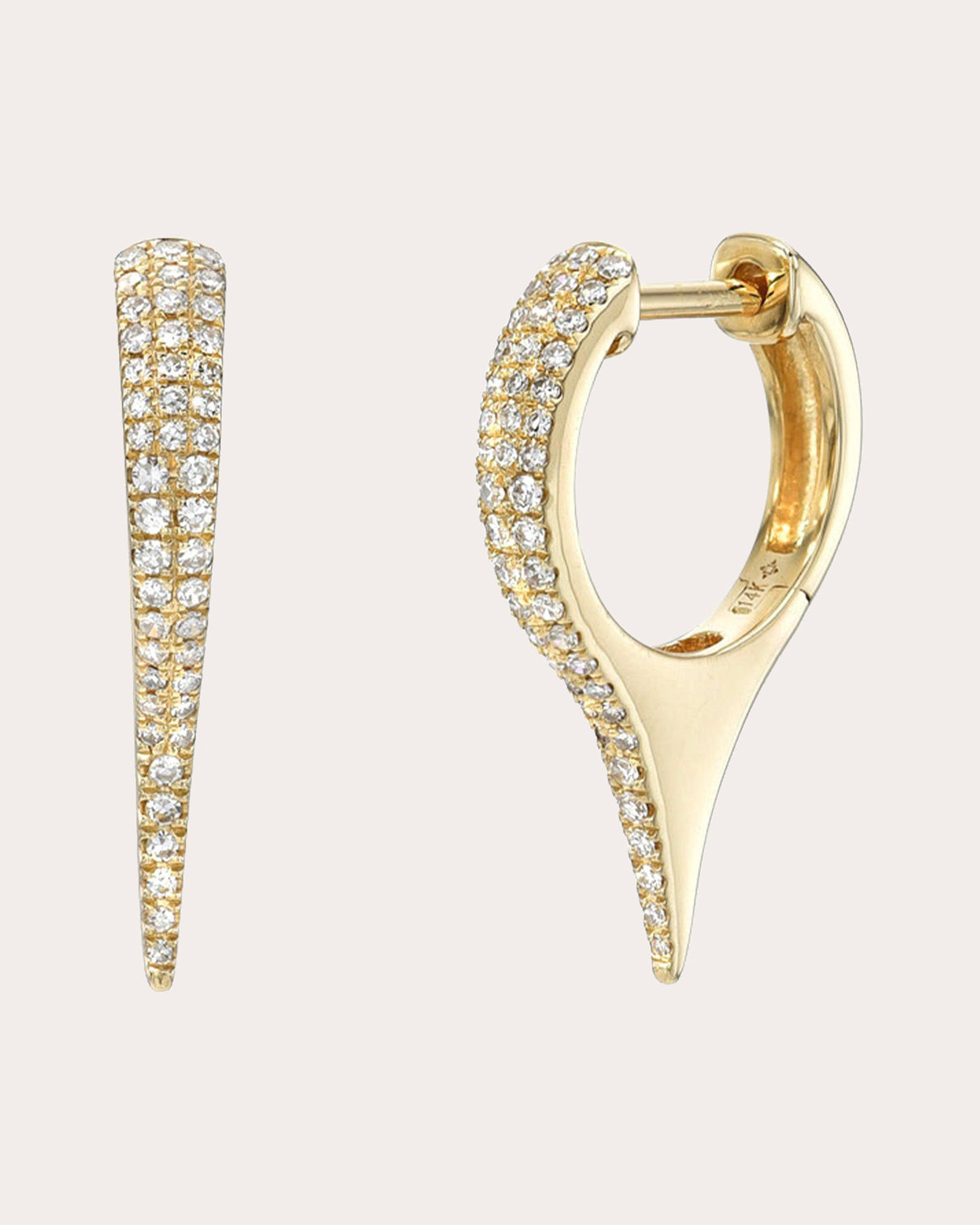 Diamond & 14k Gold Dagger Hoop Earrings