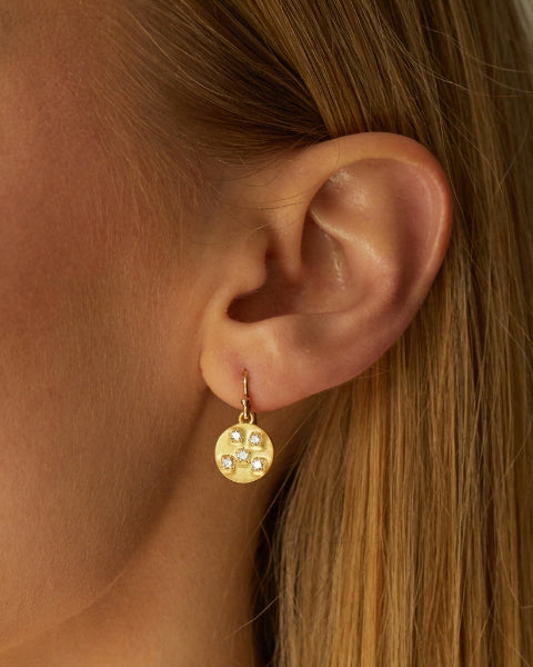 Diamond & 18k Gold Circle of 5ths Disc Drop Earrings