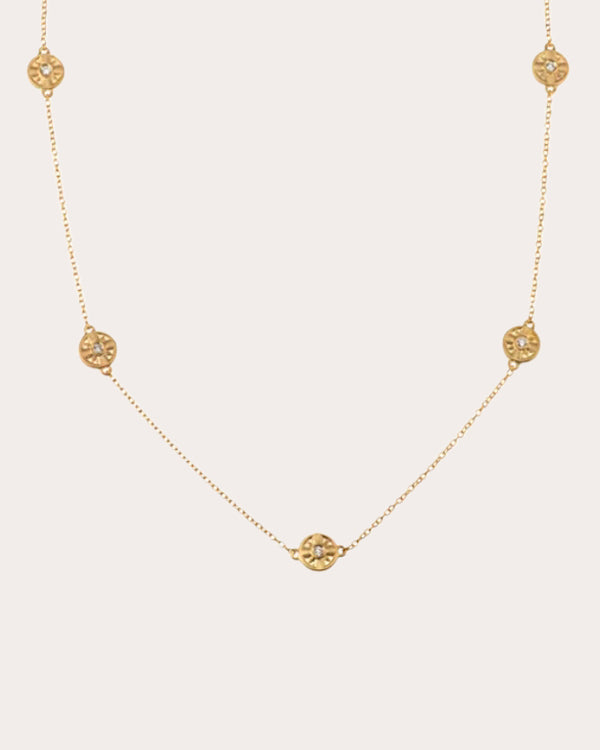Diamond & 14k Gold Eye of the Sun Station Necklace