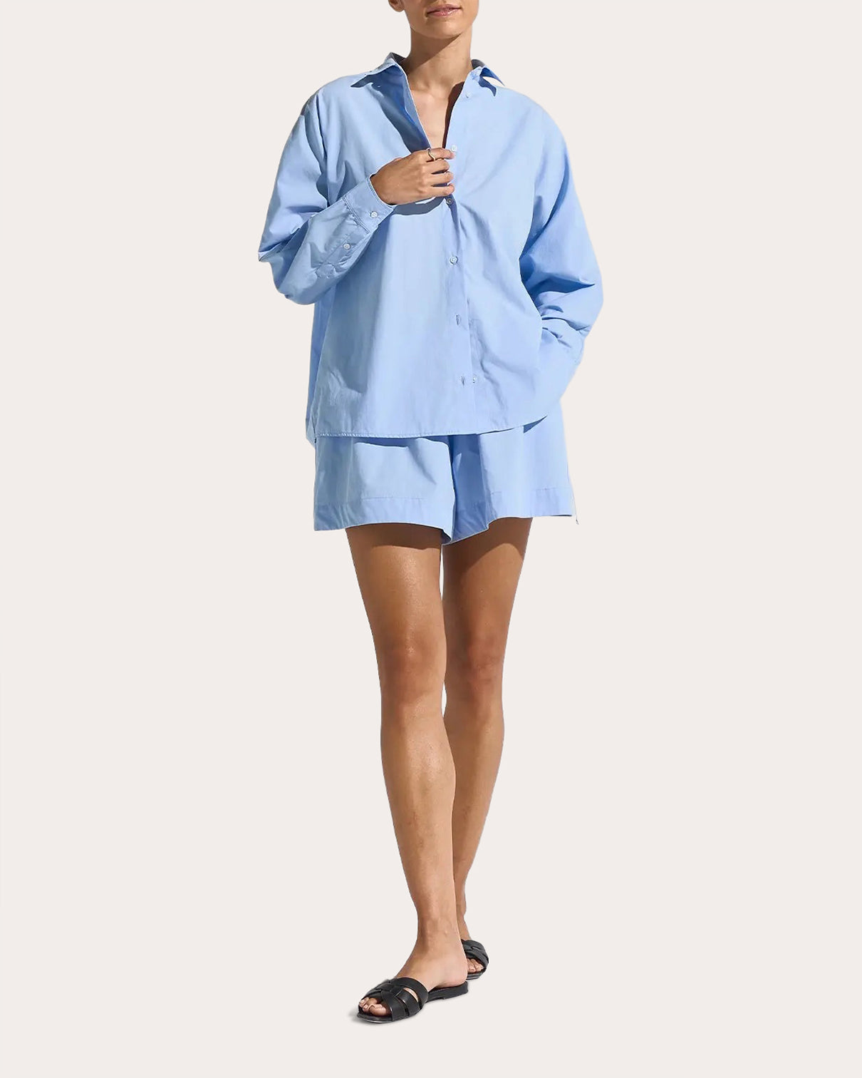 Drift Poplin Gathered Button-Up