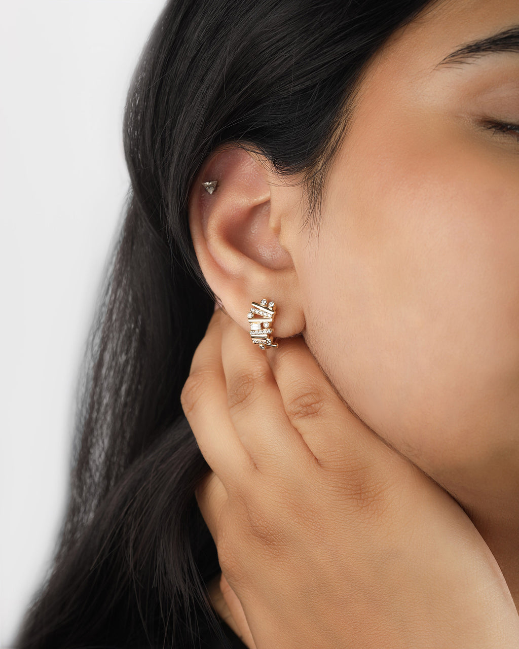 Diamond & 14k Gold Ethereal Dream Huggie Earrings