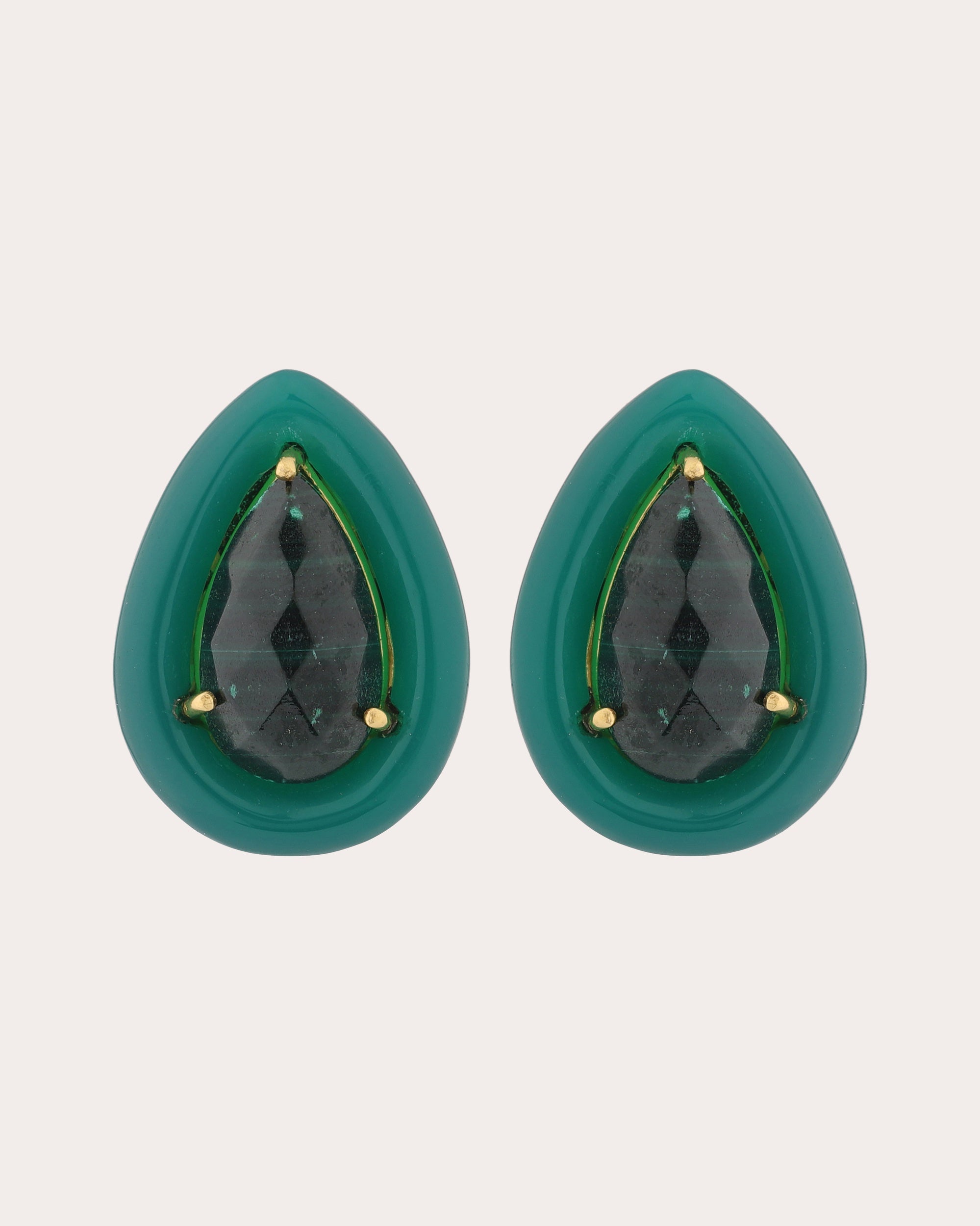 Green Onyx & Malachite Large Drops Earrings