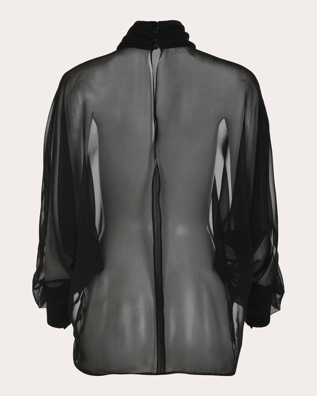 Dusk Sheer Silk Embroidered Mock Neck Top