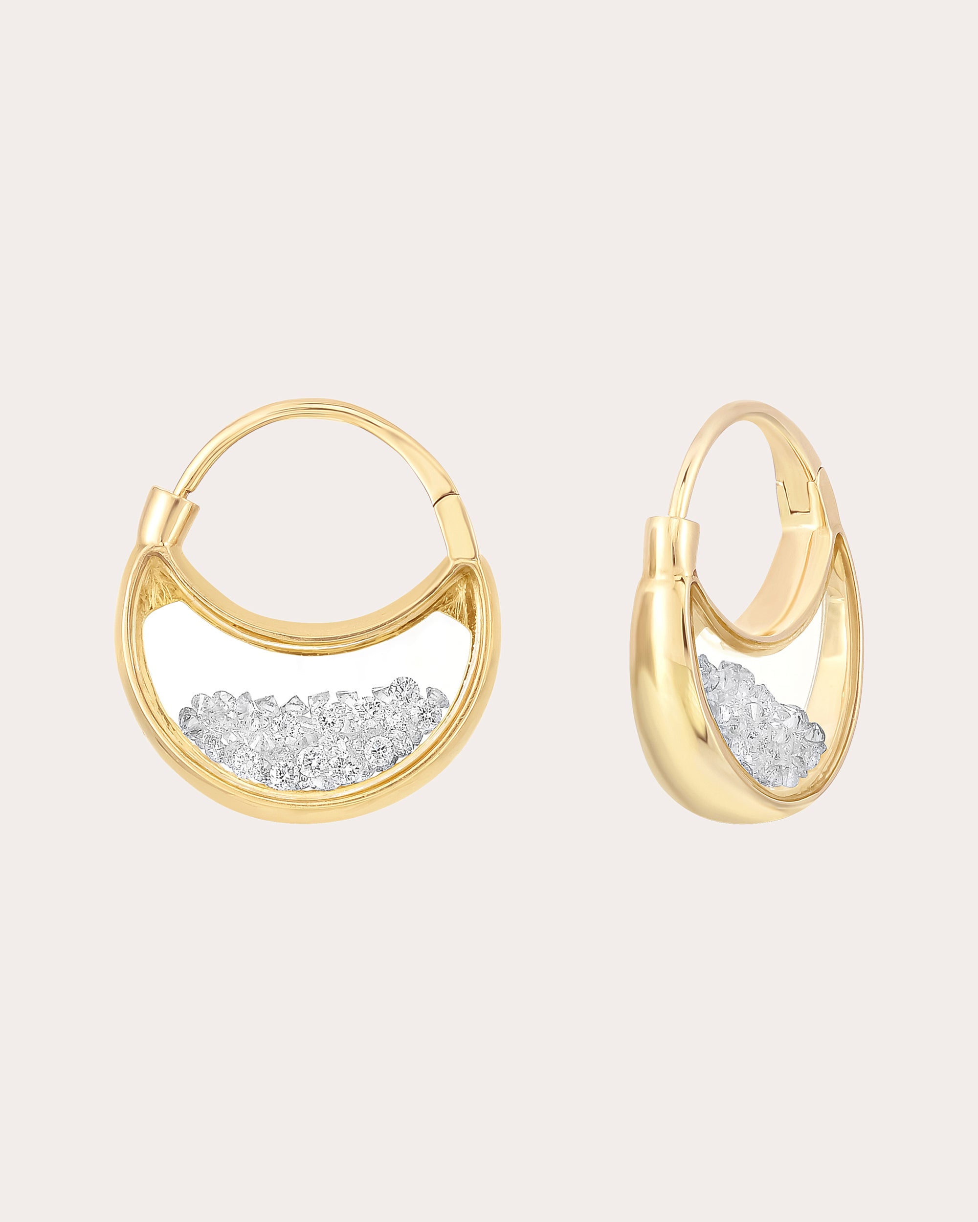 Diamond & 18k Gold Purses Shaker Hoop Earrings