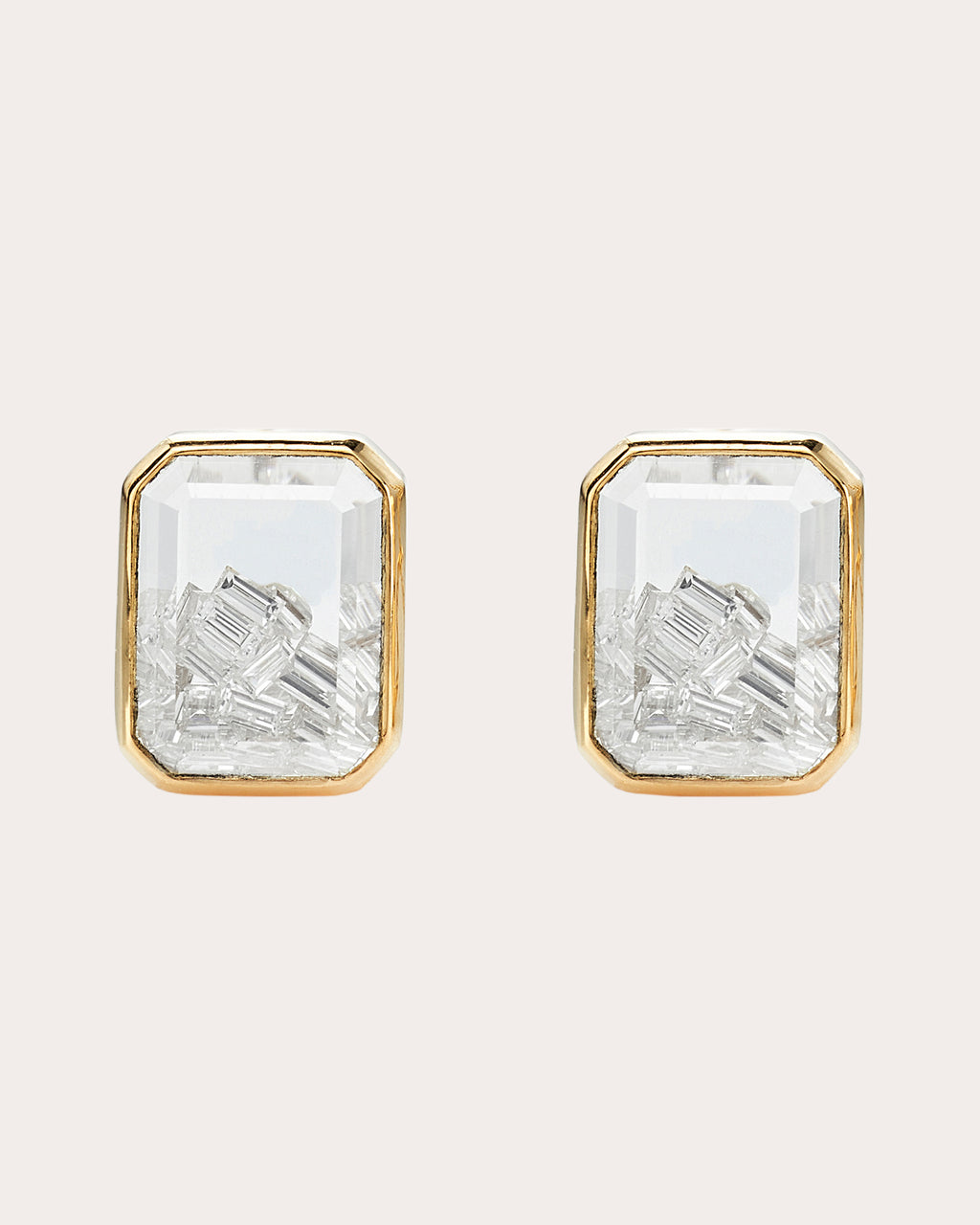 Diamond & 18k Gold Esmeralda Shaker Stud Earrings