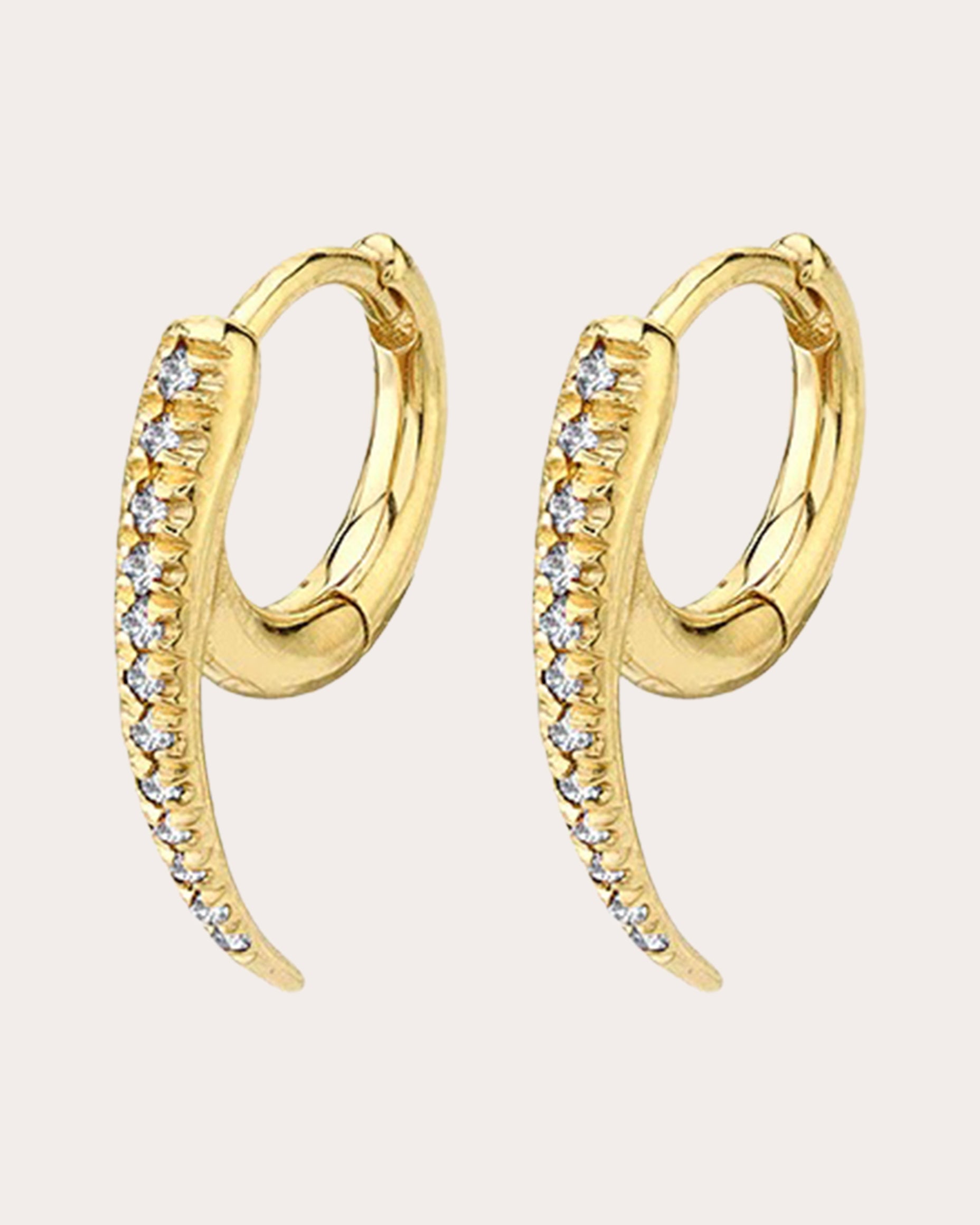 Diamond Pavé Tusk Huggie Earrings