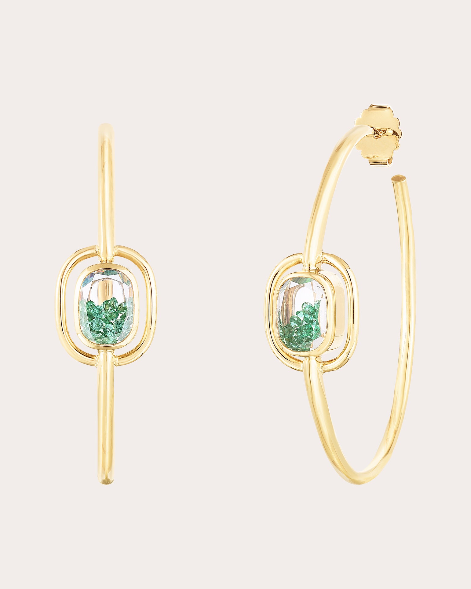 Emerald & 18k Gold Elo 40 Shaker Hoop Earrings