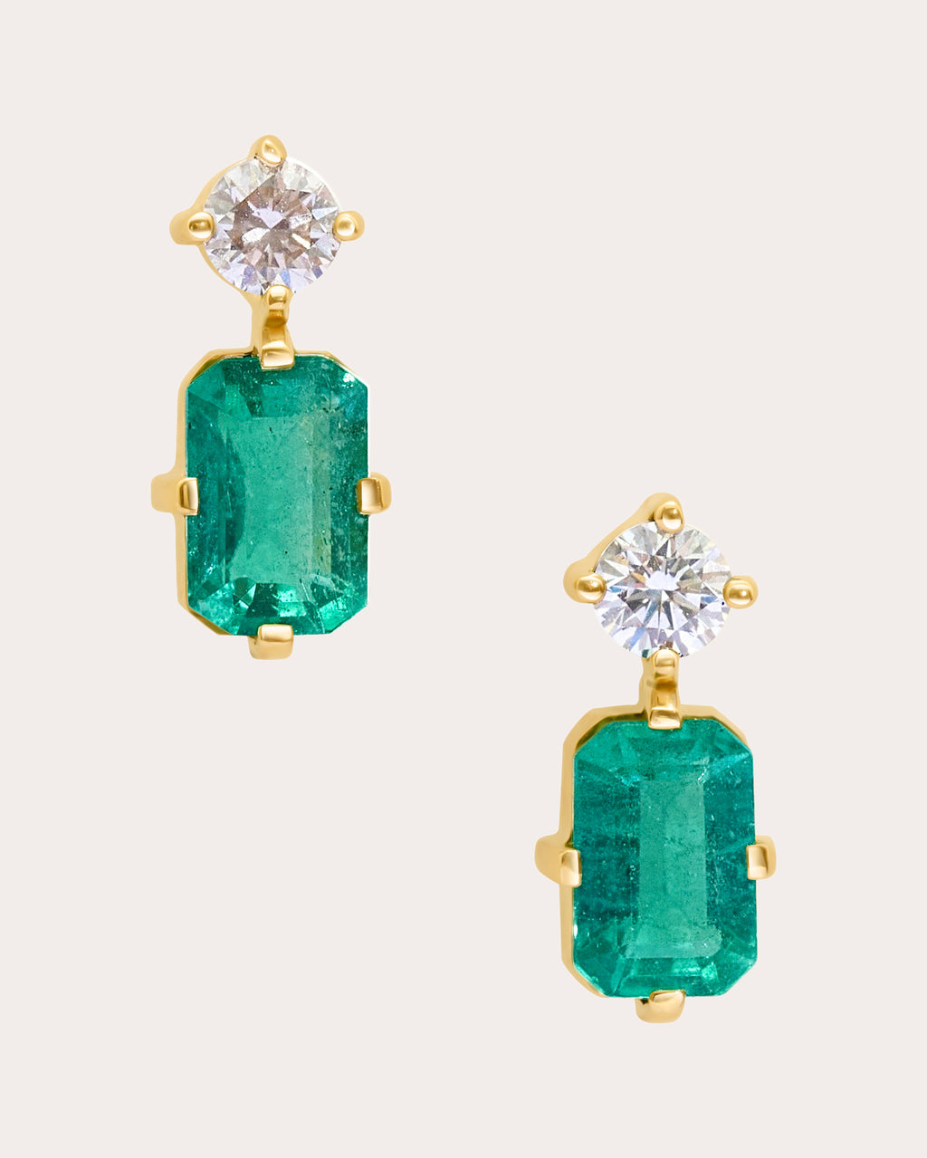 Emerald & Diamond Deco Drop Earrings
