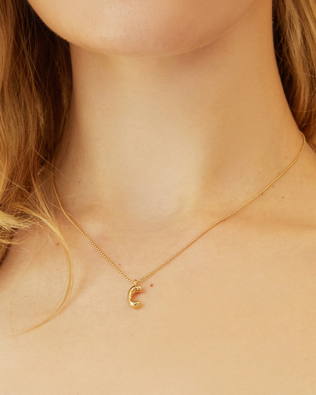 14k Gold Puffy Initial Pendant