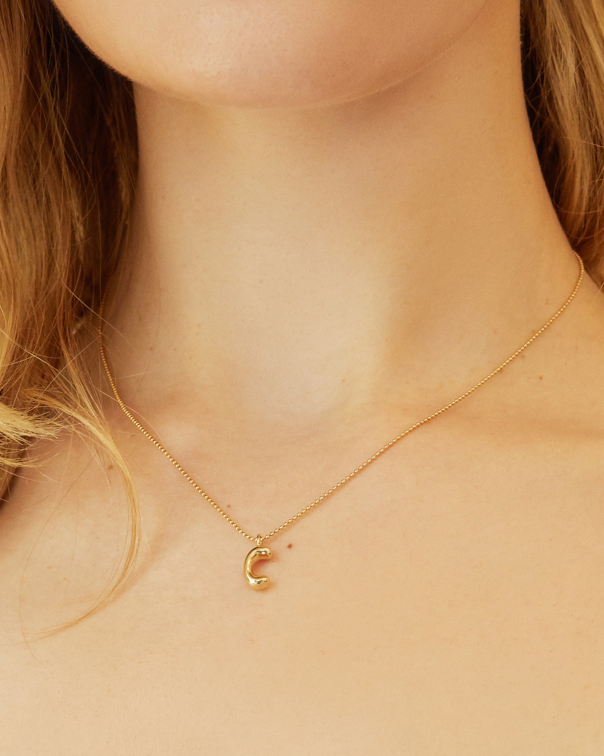 14k Gold Puffy Initial Pendant