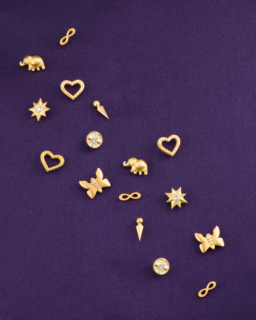 Diamond & 18k Gold Elephant Stud Earrings