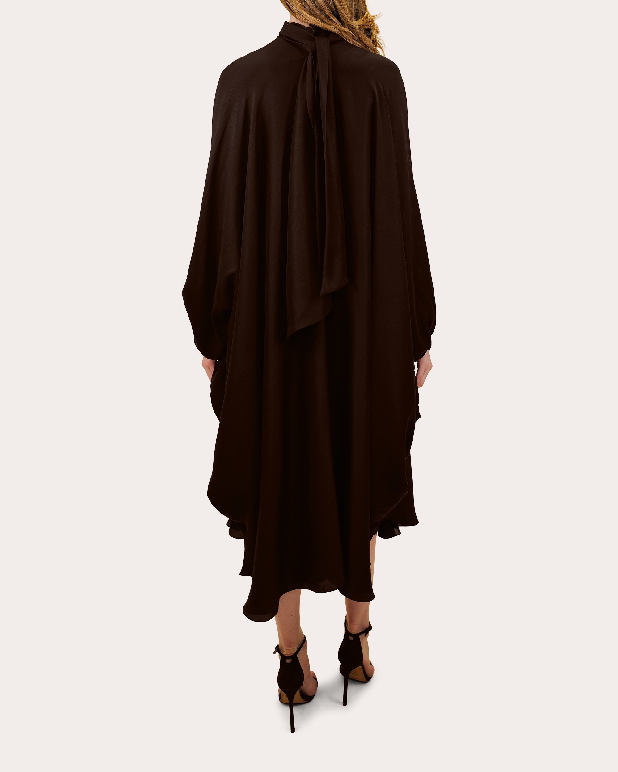 Emlyn Tie-Neck Silk Midi Dress