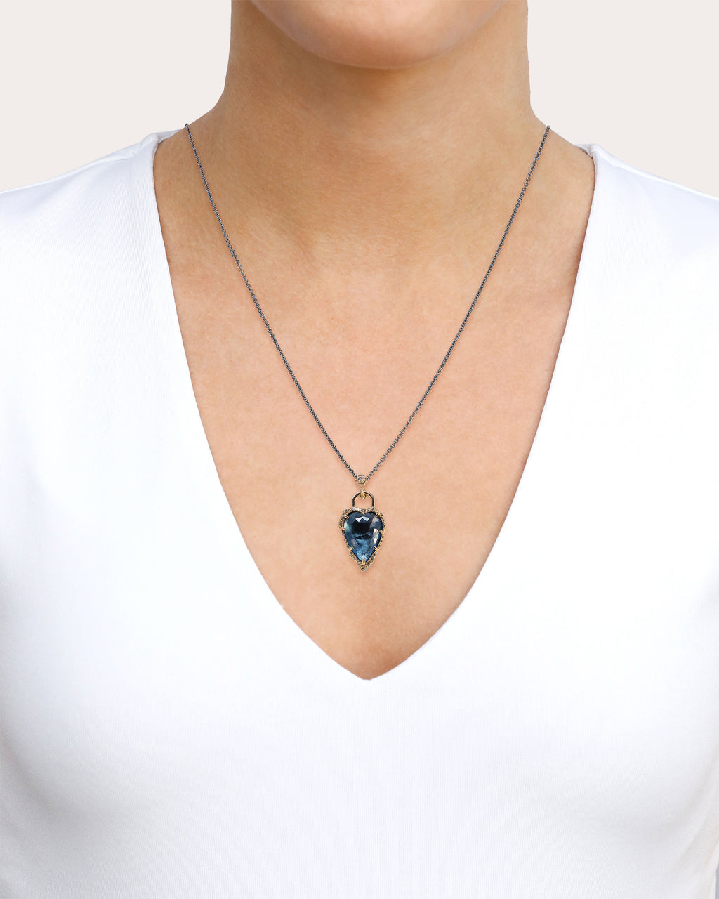 Diamond & Topaz Two-Tone Heart Pendant