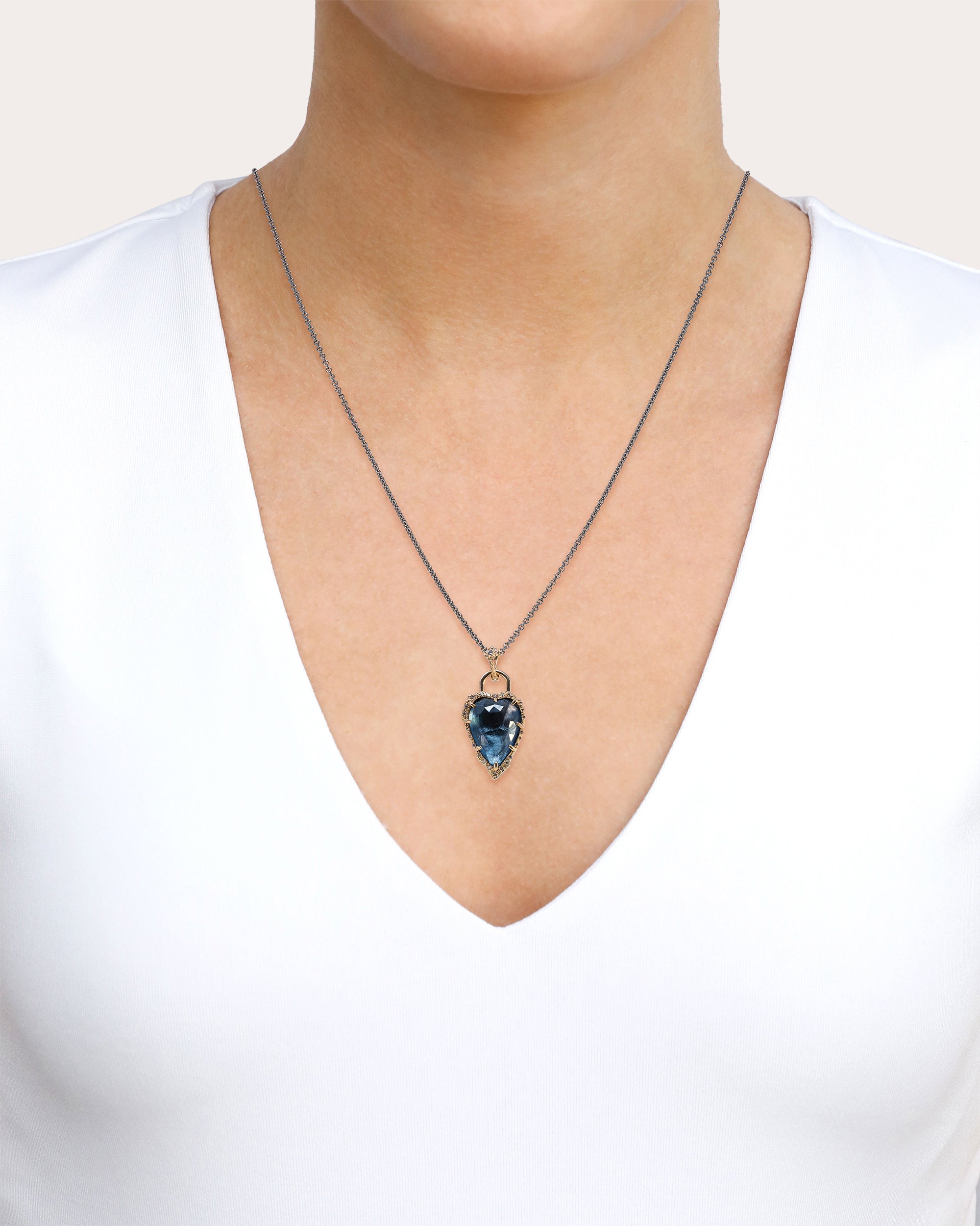Diamond & Topaz Two-Tone Heart Pendant